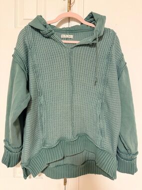 Free People Green Distress Hoodie